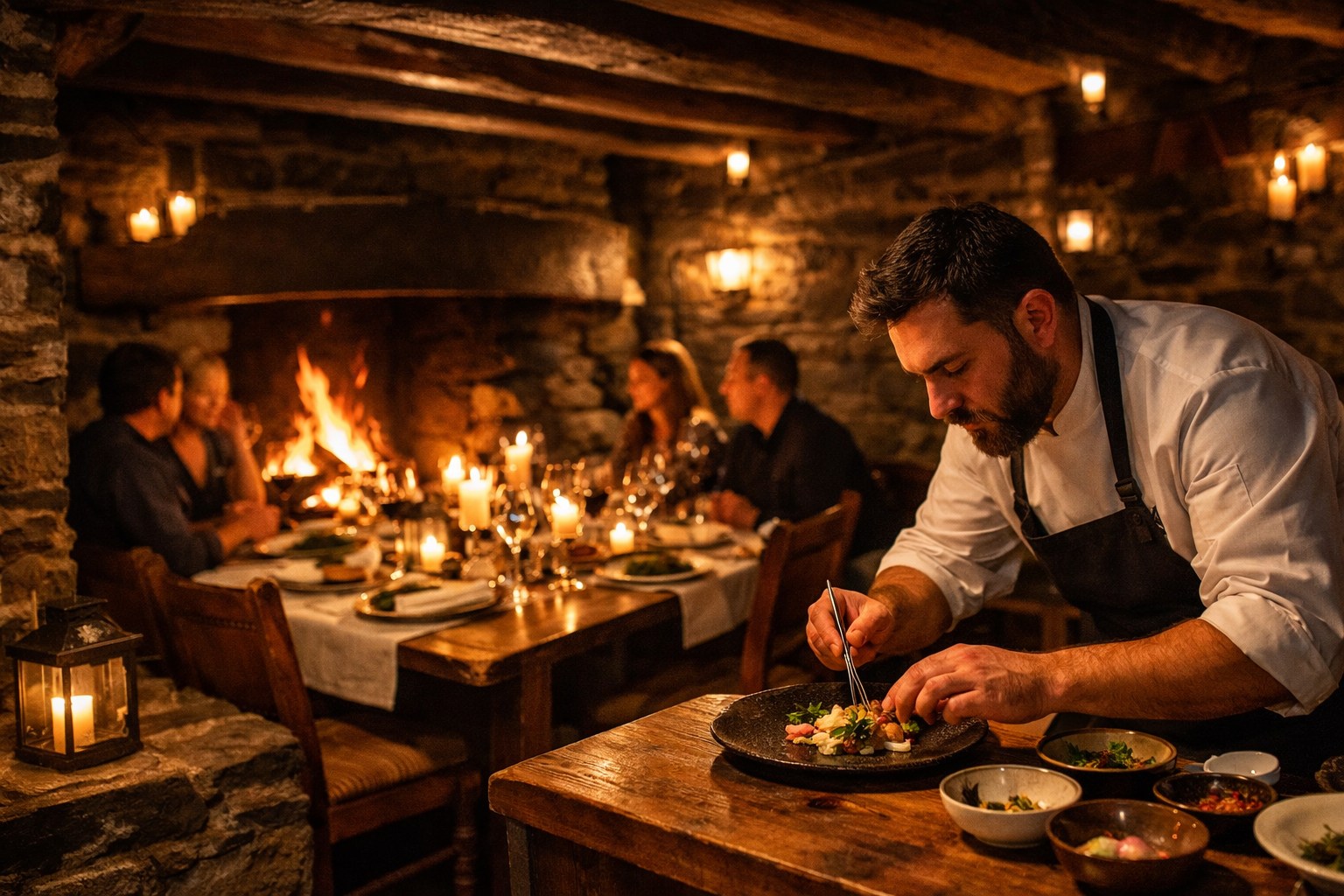 Borda Vella restaurante andorrano chimenea cocina tradicional contemporánea